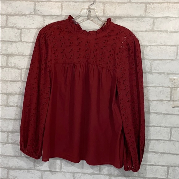 Madewell pierced eyelet ruffle blouse size Small - Picture 3 of 14
